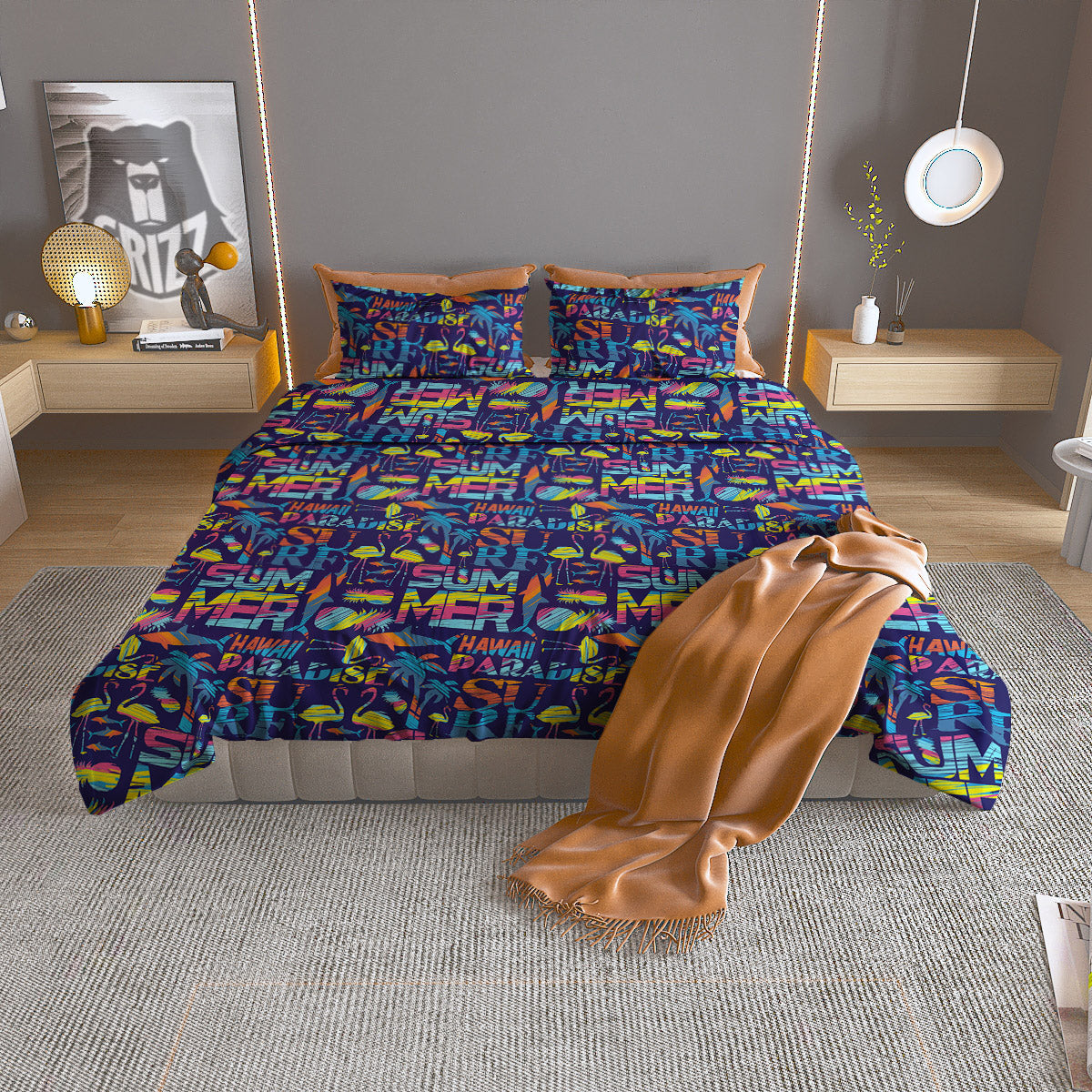 Space Dark Print Duvet Cover Bedding Set