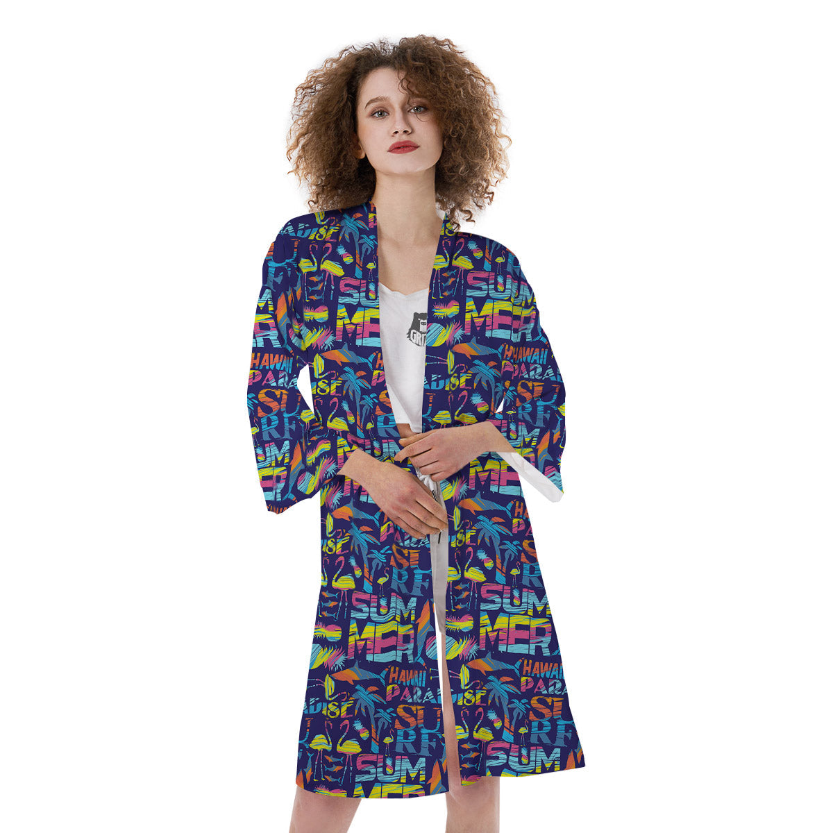 Summer Surfing Colorful Print Pattern Kimono-grizzshop