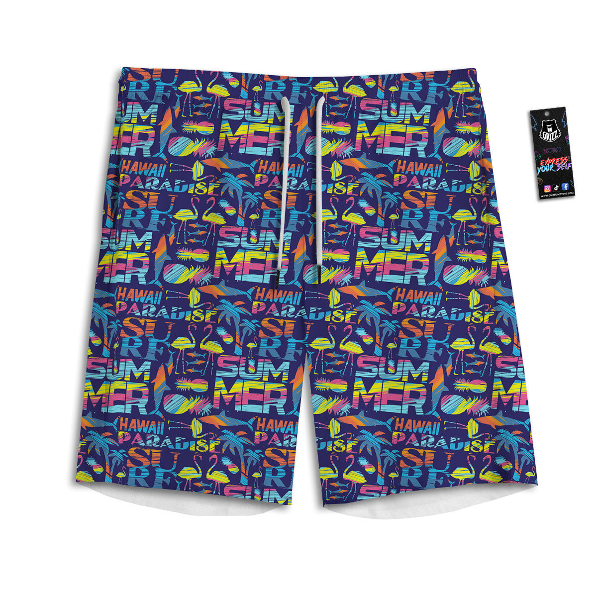 Summer Surfing Colorful Print Pattern Men's Athletic Shorts