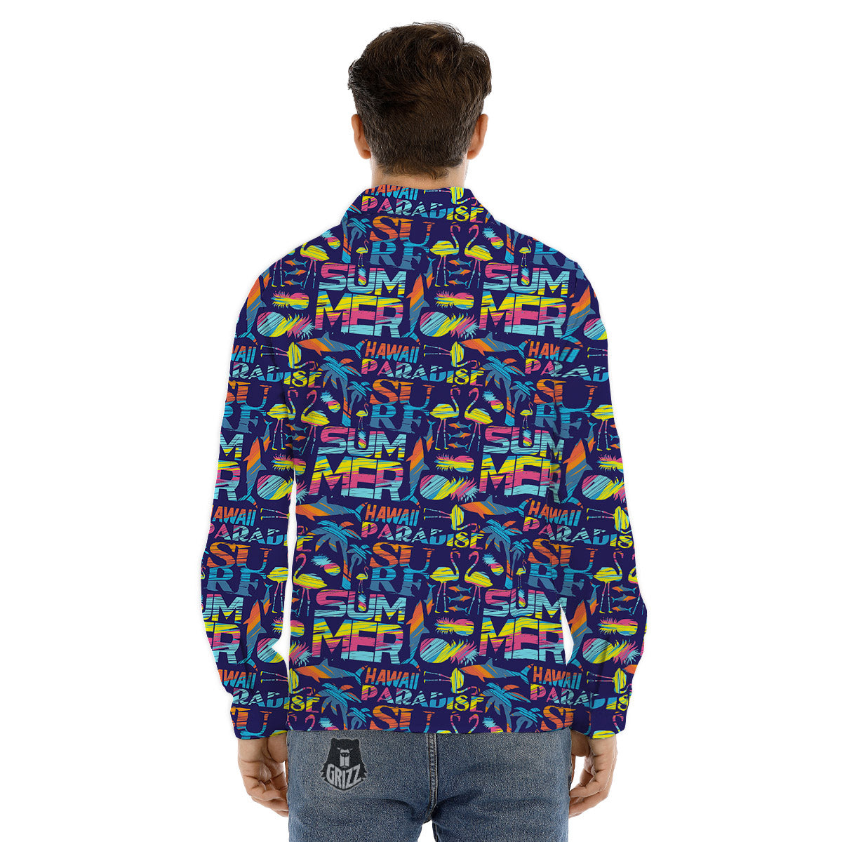 Summer Surfing Colorful Print Pattern Men's Dress Shirts-grizzshop