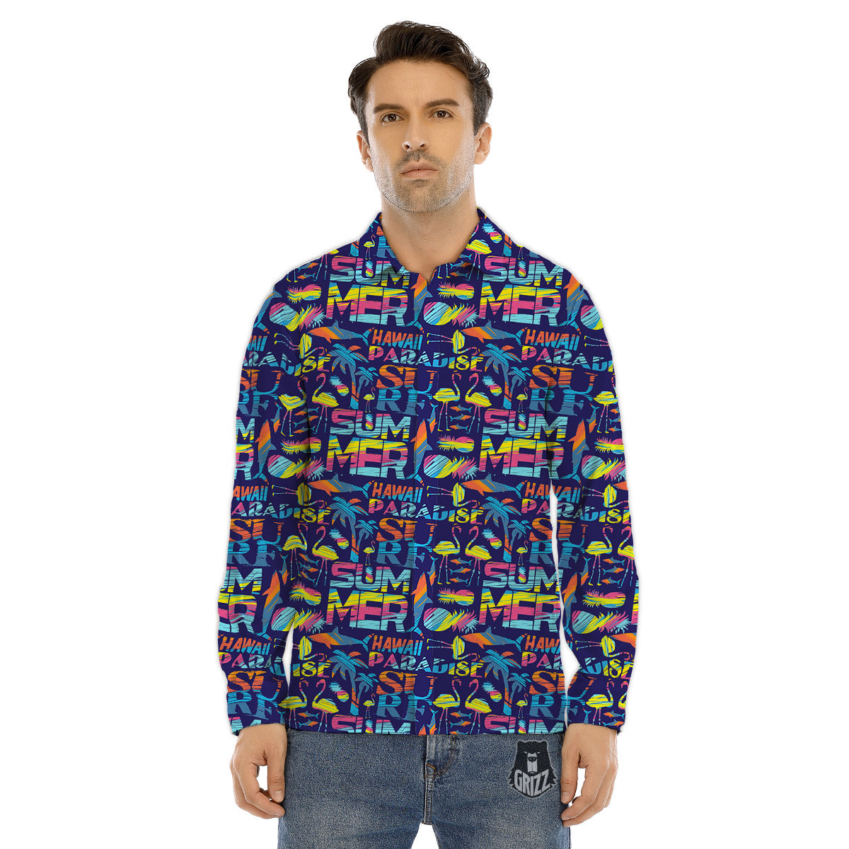 Summer Surfing Colorful Print Pattern Men's Dress Shirts-grizzshop