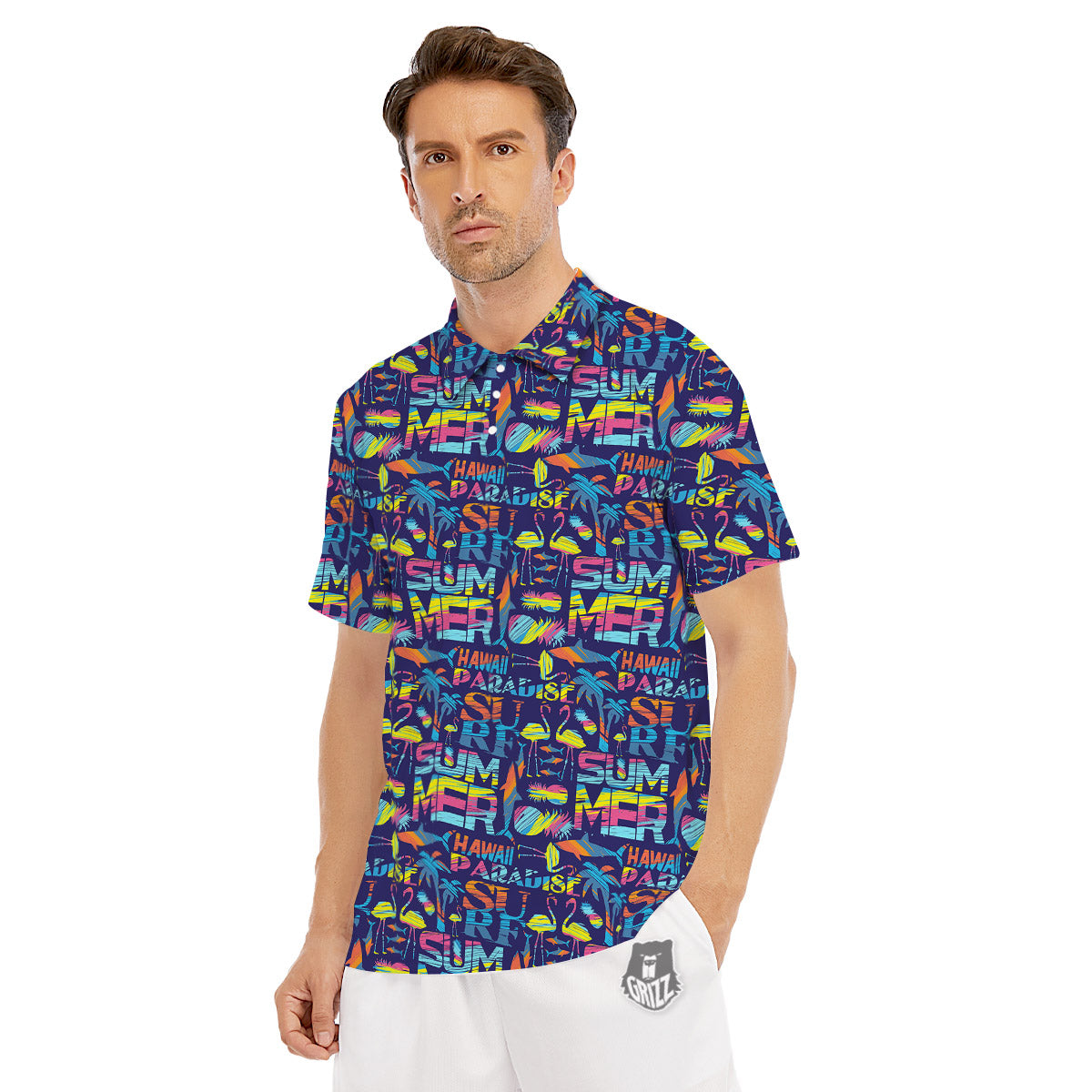 Summer Surfing Colorful Print Pattern Men's Golf Shirts-grizzshop