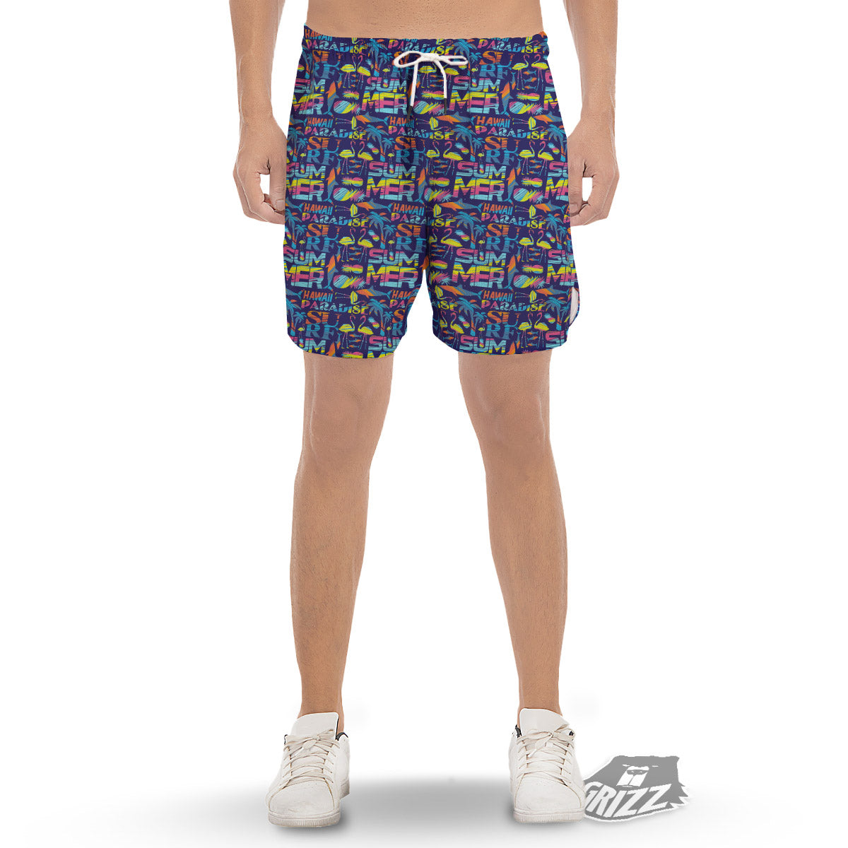 Summer Surfing Colorful Print Pattern Men's Gym Shorts-grizzshop