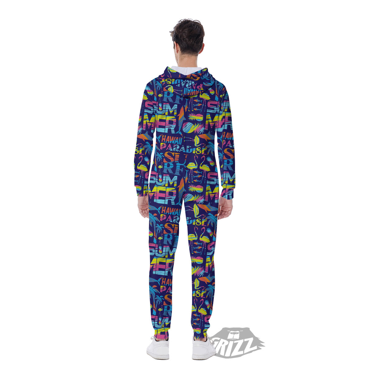 Summer Surfing Colorful Print Pattern Men's Jumpsuit-grizzshop
