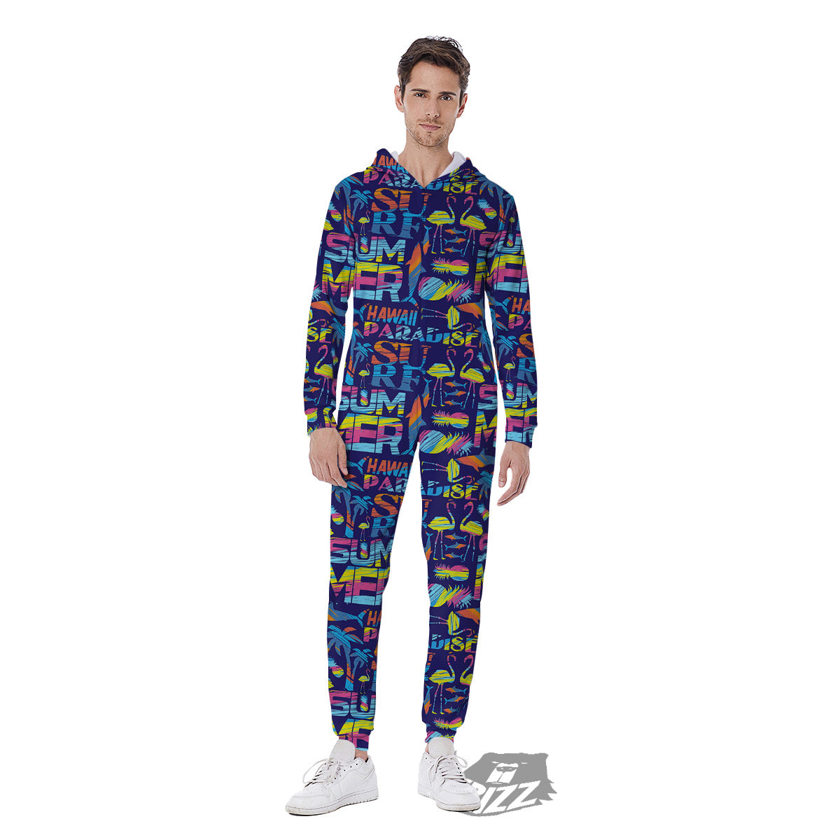 Summer Surfing Colorful Print Pattern Men's Jumpsuit-grizzshop