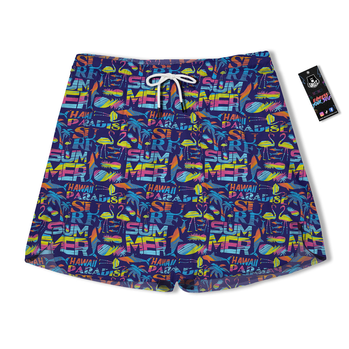 Summer Surfing Colorful Print Pattern Men's Running Shorts-grizzshop