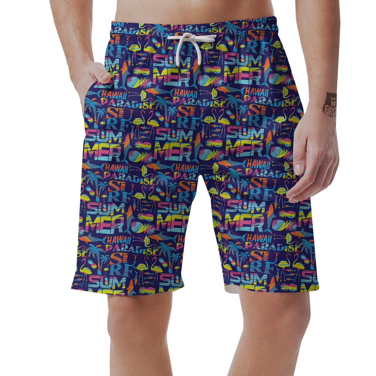 Summer Surfing Colorful Print Pattern Men's Shorts-grizzshop