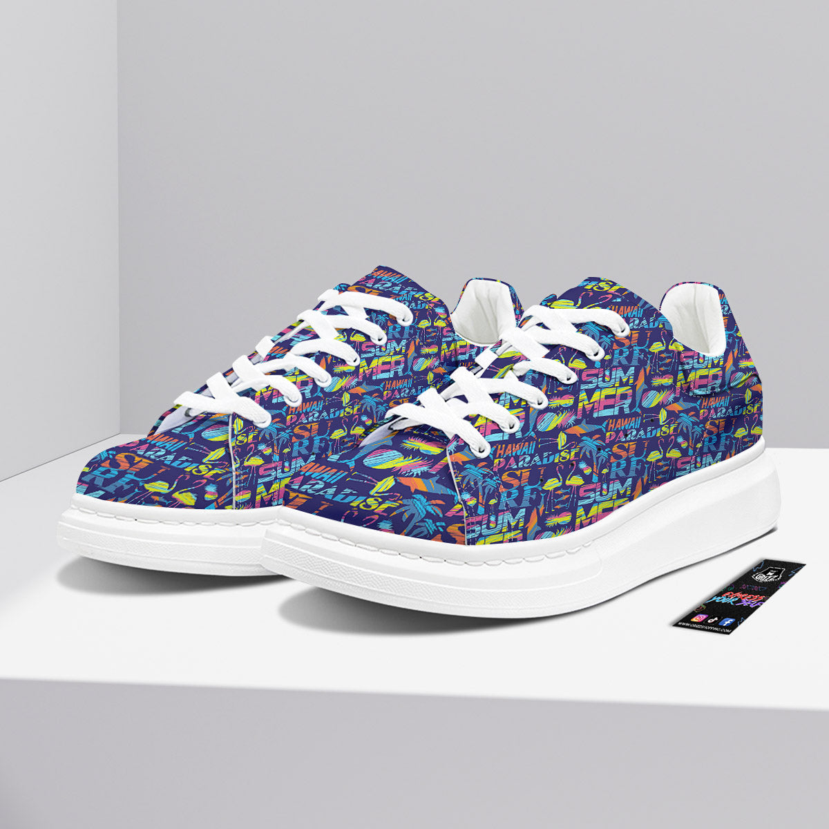 Summer Surfing Colorful Print Pattern Platform Shoes-grizzshop