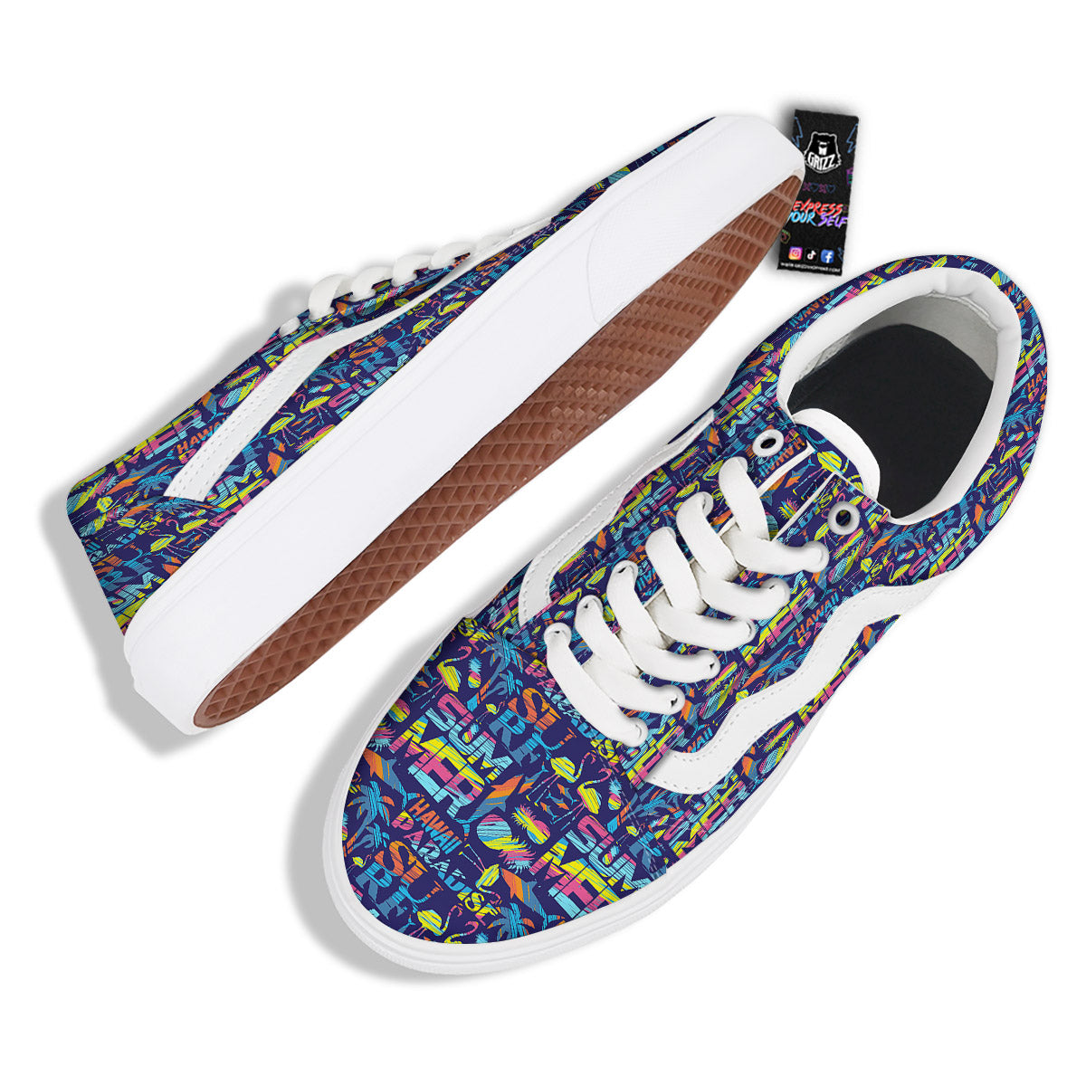 Summer Surfing Colorful Print Pattern Skate Shoes-grizzshop