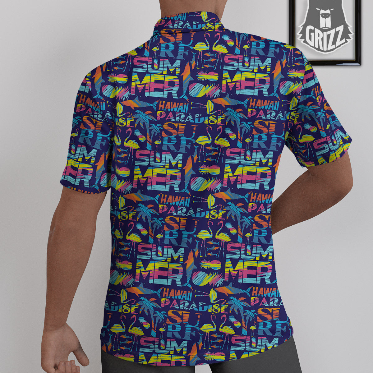 Summer Surfing Colorful Print Pattern Untucked Shirts-grizzshop