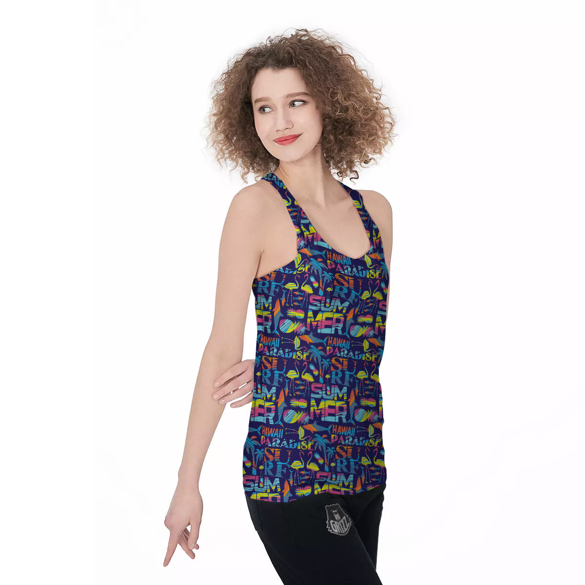 Summer Surfing Colorful Print Pattern Women's Racerback Tank Top-grizzshop