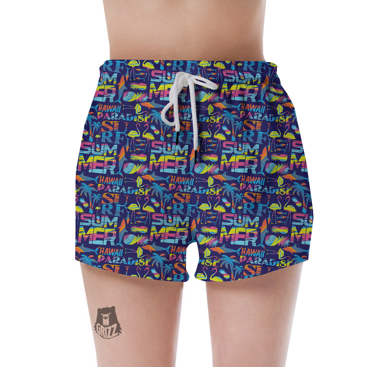 Summer Surfing Colorful Print Pattern Women's Shorts-grizzshop