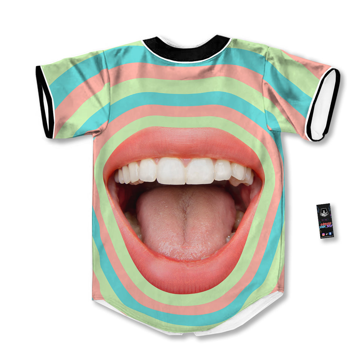 Summer Time Mood Mouth Print Baseball Jersey-grizzshop