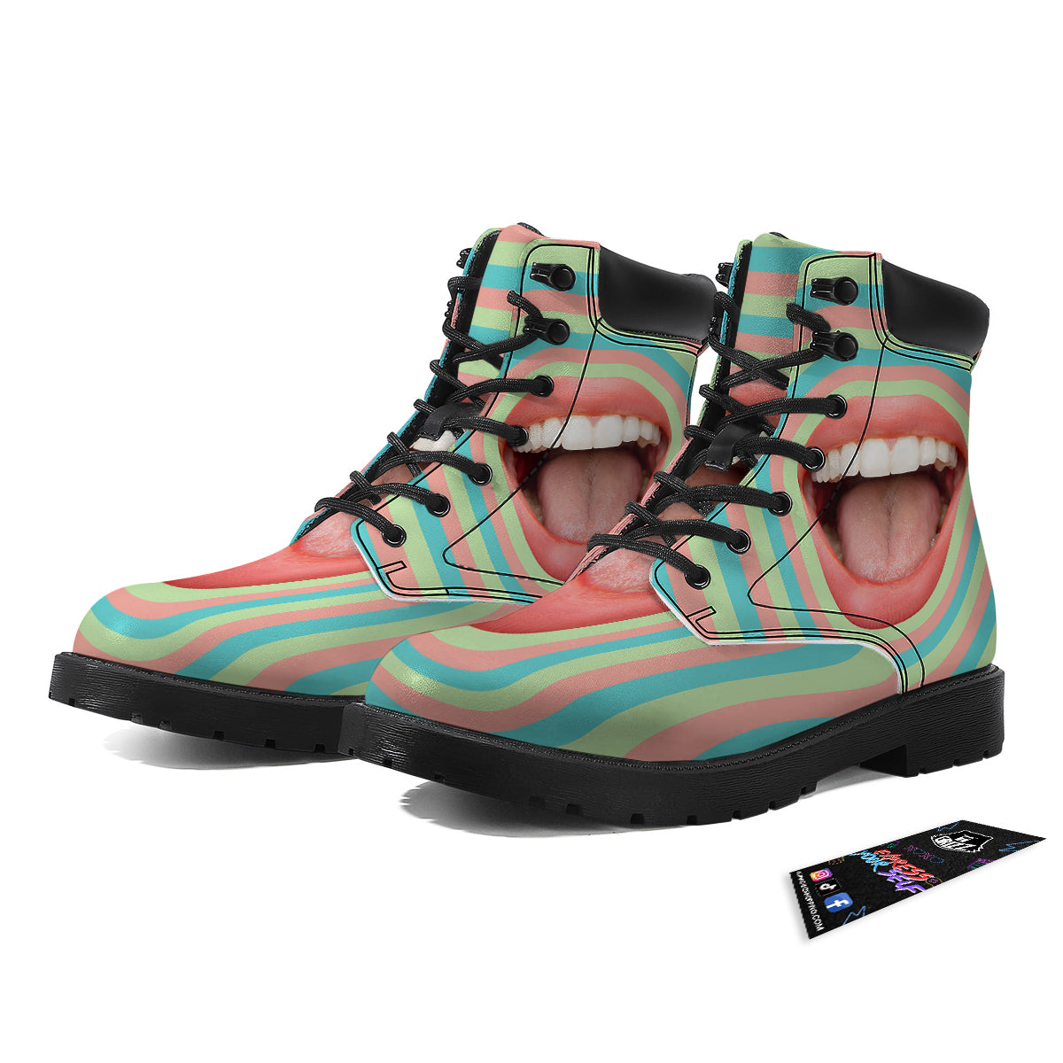 Summer Time Mood Mouth Print Boots-grizzshop