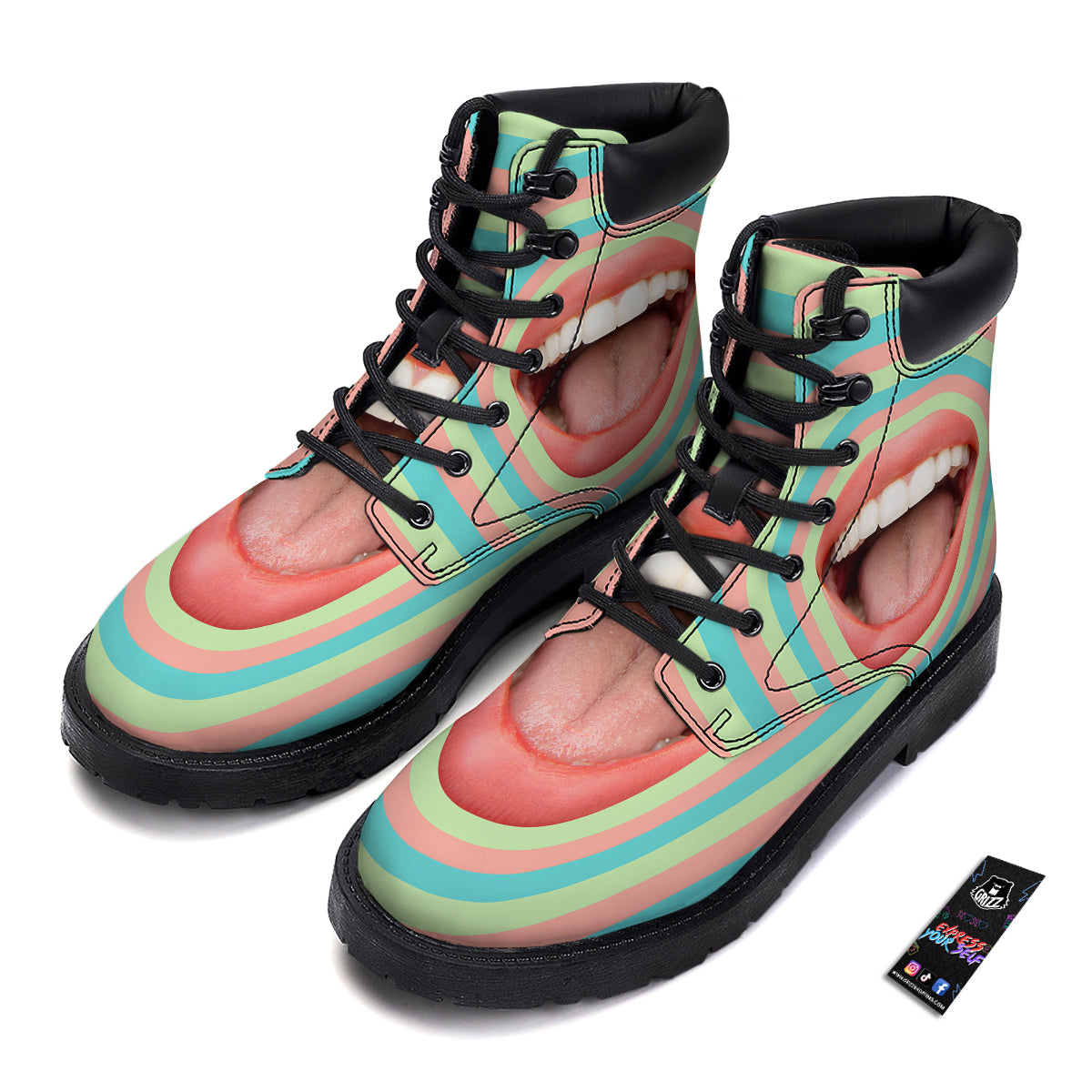 Summer Time Mood Mouth Print Boots-grizzshop
