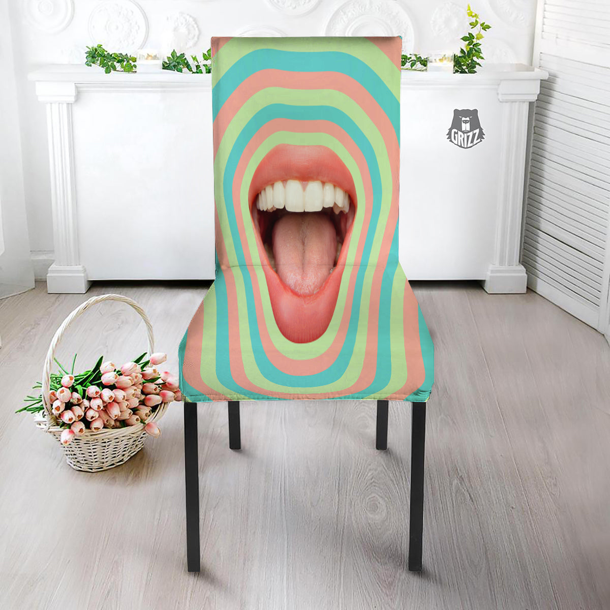 Summer Time Mood Mouth Print Dining Chair Slipcover-grizzshop
