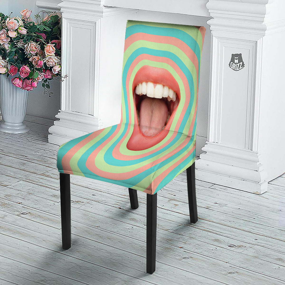 Summer Time Mood Mouth Print Dining Chair Slipcover-grizzshop
