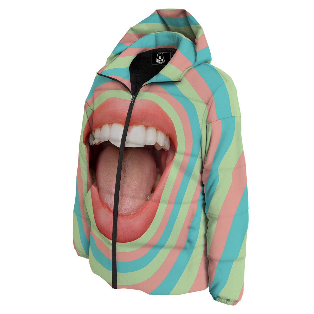 Summer Time Mood Mouth Print Down Jacket-grizzshop