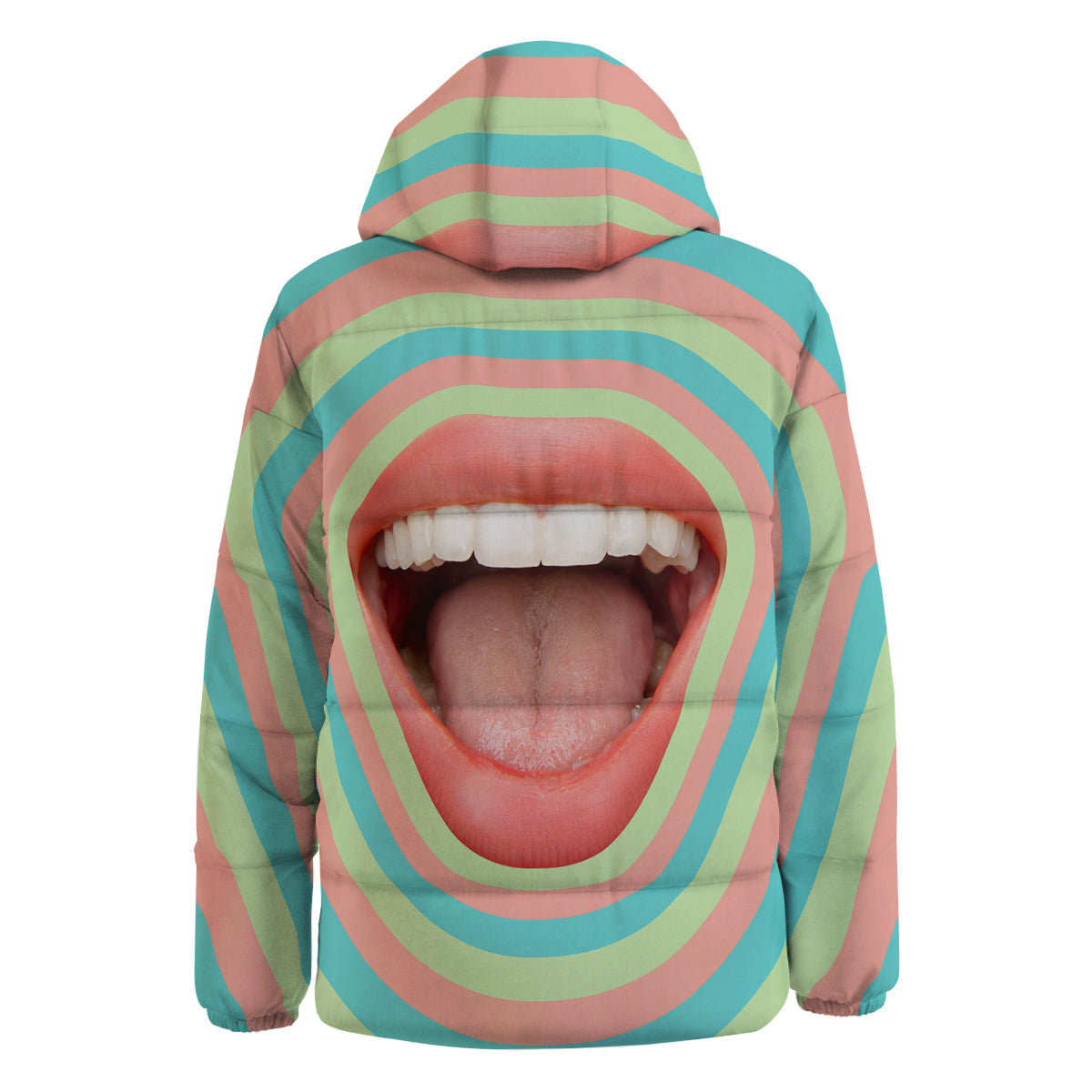 Summer Time Mood Mouth Print Down Jacket-grizzshop