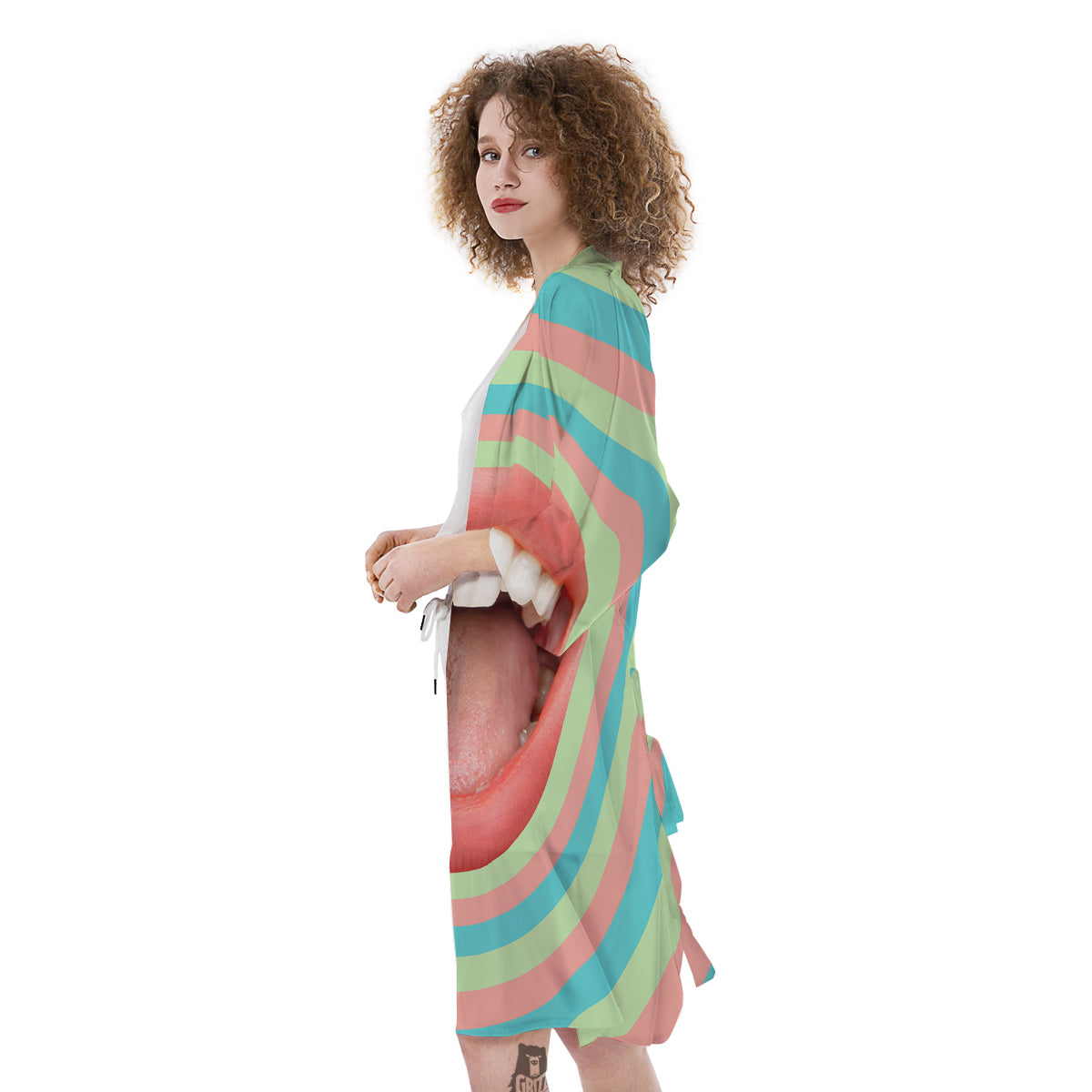 Summer Time Mood Mouth Print Kimono-grizzshop