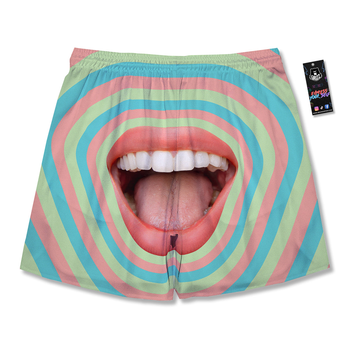 Summer Time Mood Mouth Print Men's Running Shorts-grizzshop