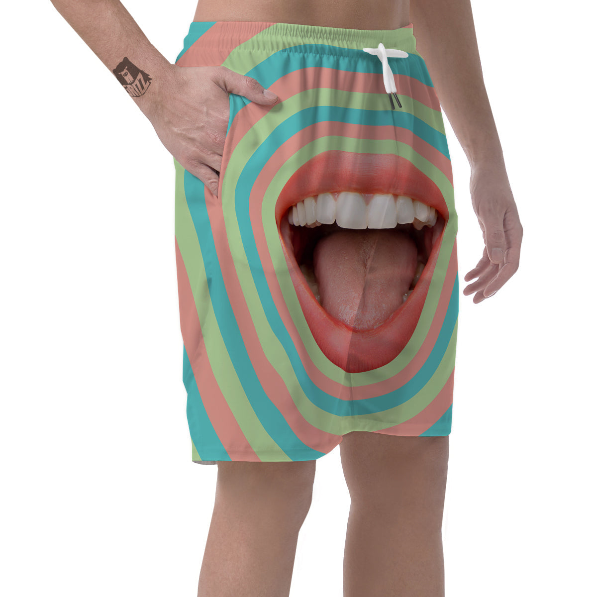 Summer Time Mood Mouth Print Men's Shorts-grizzshop