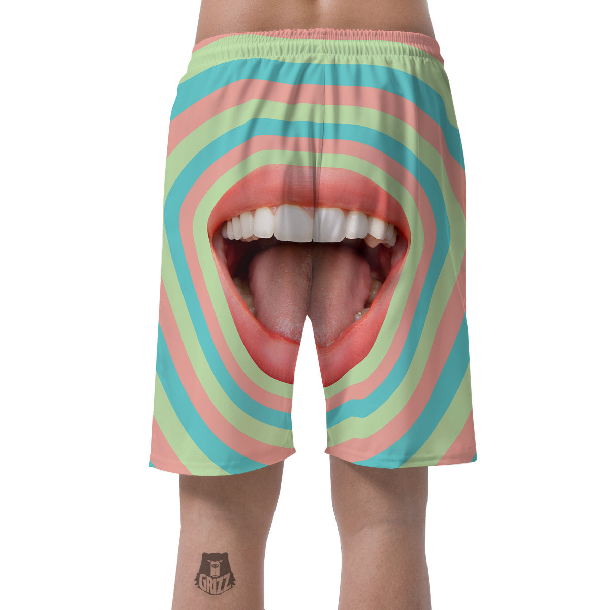 Summer Time Mood Mouth Print Men's Shorts-grizzshop