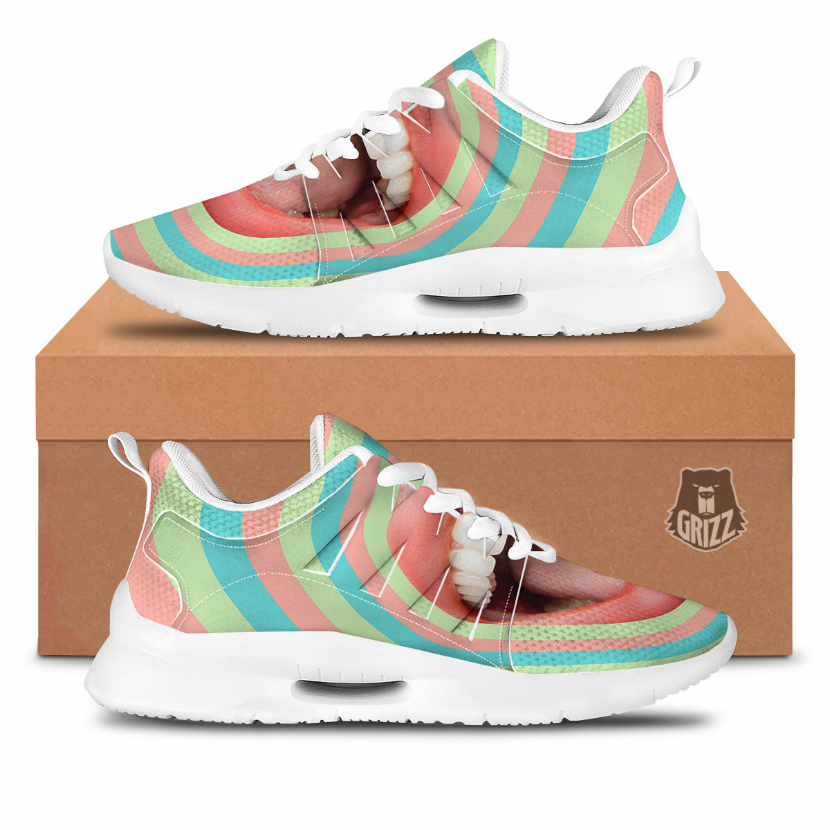 Summer Time Mood Mouth Print Tennis Shoes-grizzshop