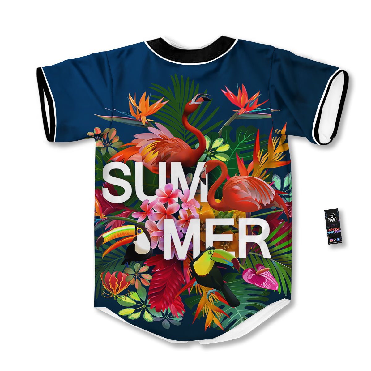 Summer Tropical Birds And Flowers For Travel Print Baseball Jersey-grizzshop