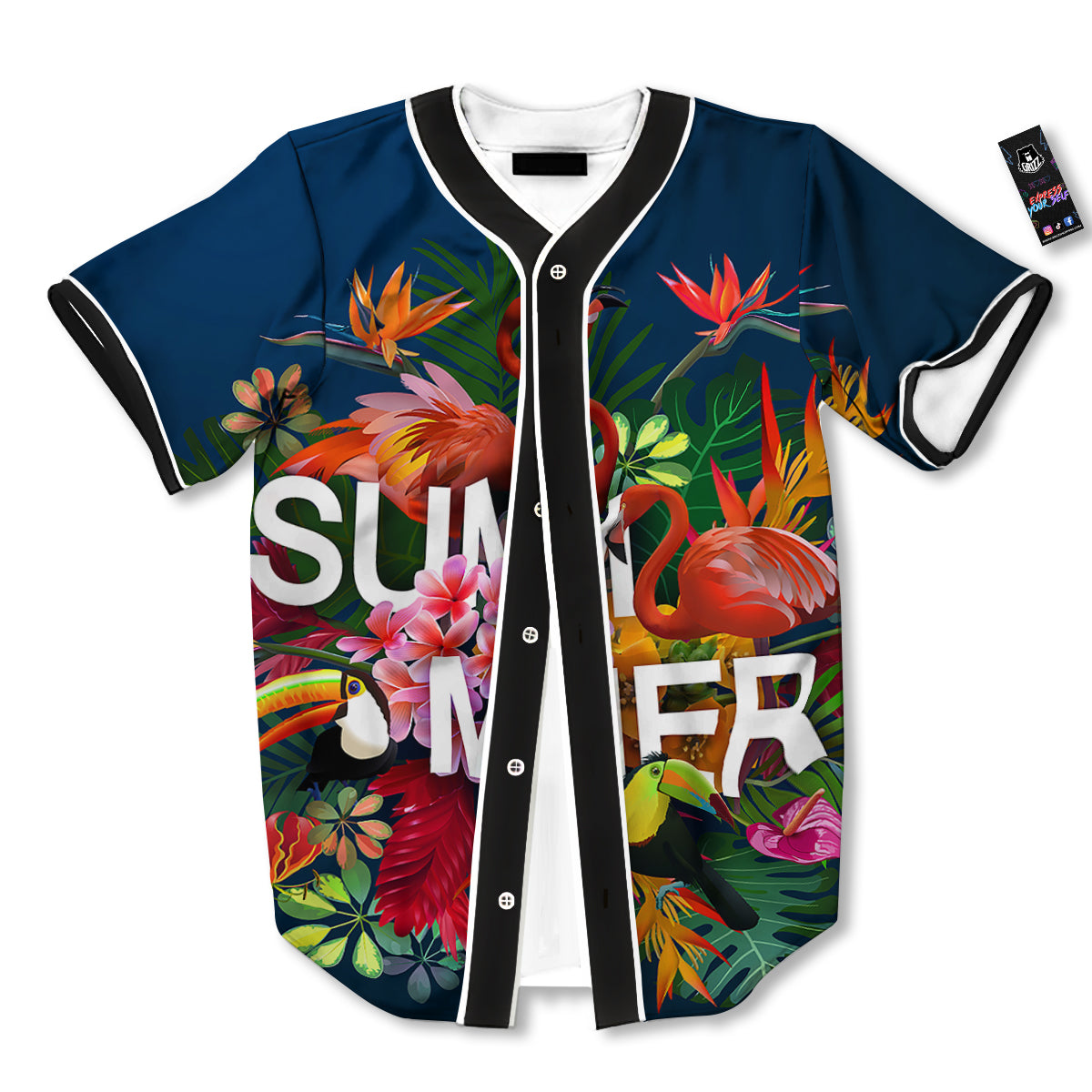 Summer Tropical Birds And Flowers For Travel Print Baseball Jersey-grizzshop