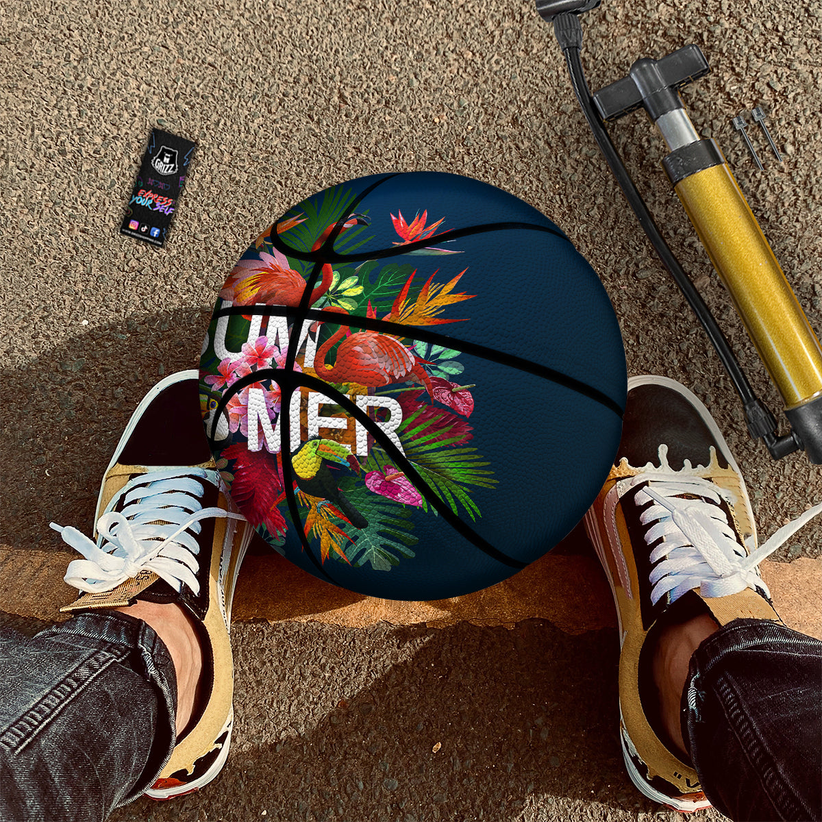 Summer Tropical Birds And Flowers For Travel Print Basketball-grizzshop