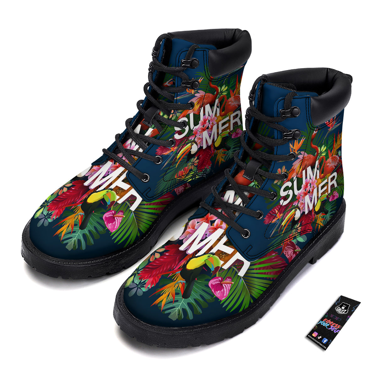 Summer Tropical Birds And Flowers For Travel Print Boots-grizzshop