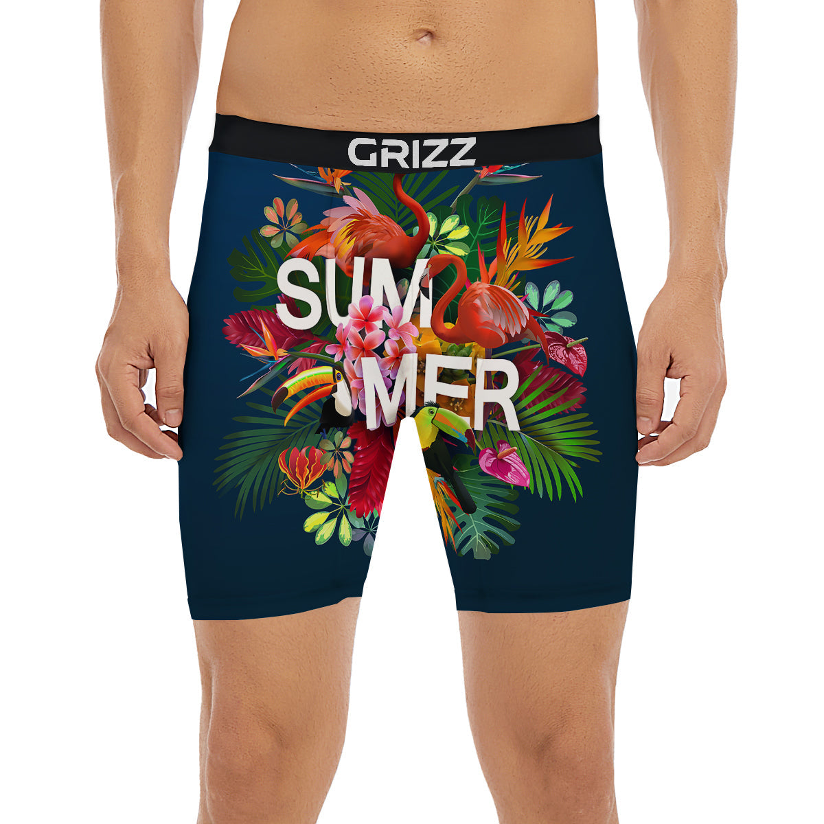 Summer Tropical Birds And Flowers For Travel Print Boxer Briefs-grizzshop