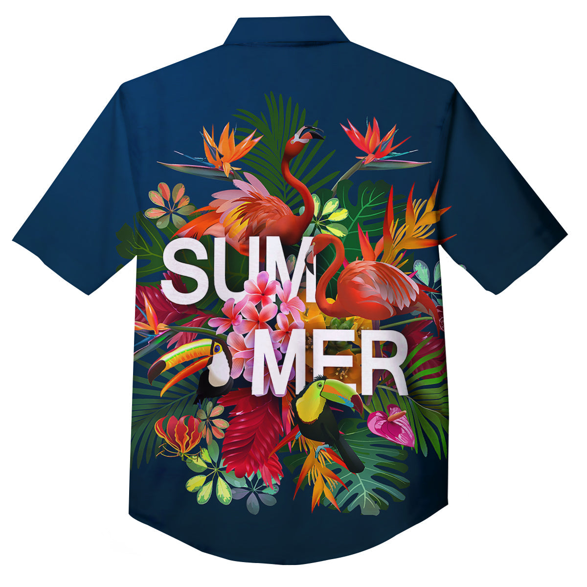 Summer Tropical Birds And Flowers For Travel Print Button Up Shirt-grizzshop