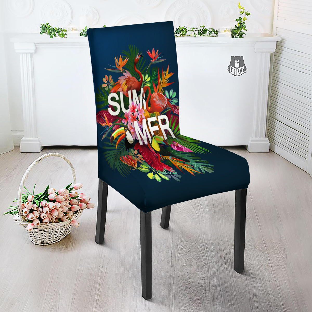 Summer Tropical Birds And Flowers For Travel Print Dining Chair Slipcover-grizzshop