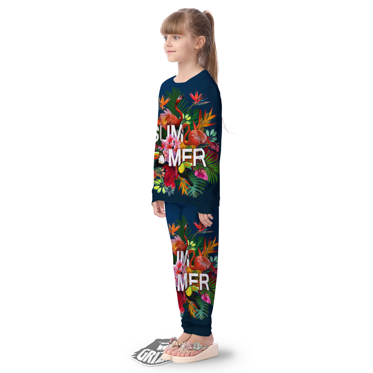 Summer Tropical Birds And Flowers For Travel Print Kid's Pajamas-grizzshop