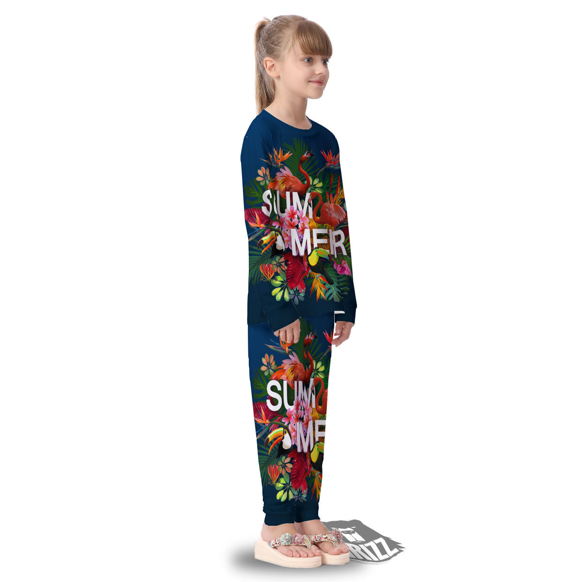 Summer Tropical Birds And Flowers For Travel Print Kid's Pajamas-grizzshop