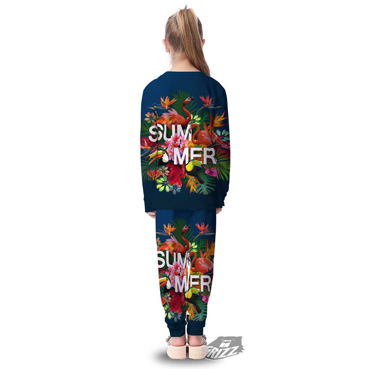 Summer Tropical Birds And Flowers For Travel Print Kid's Pajamas-grizzshop