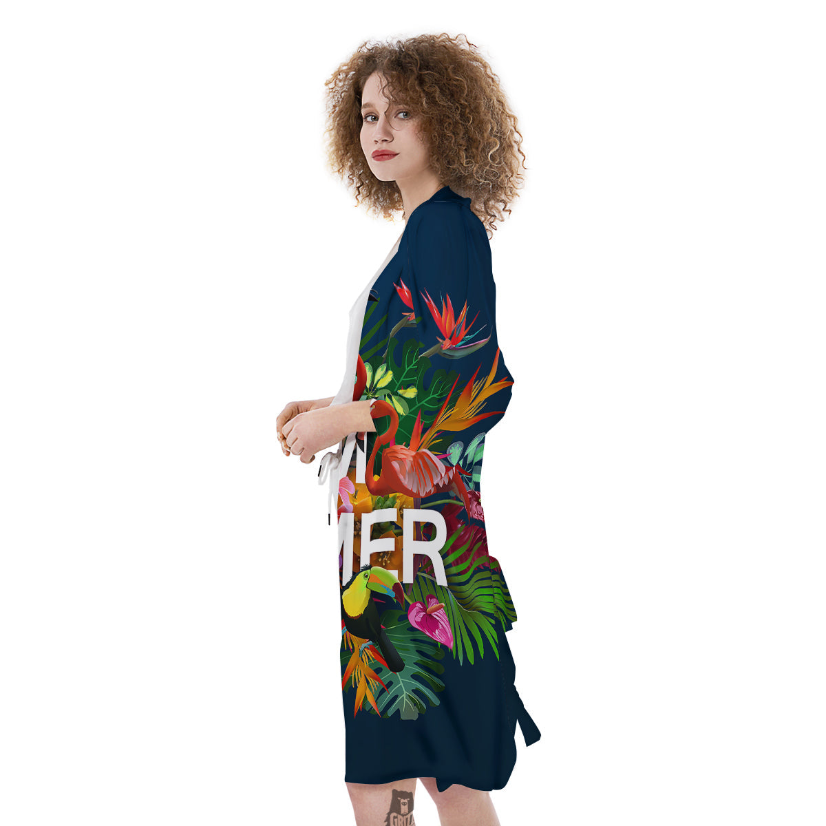 Summer Tropical Birds And Flowers For Travel Print Kimono-grizzshop