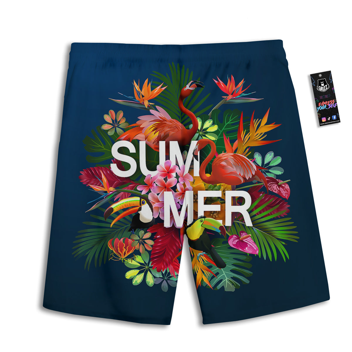 Summer Tropical Birds And Flowers For Travel Print Men's Athletic Shorts