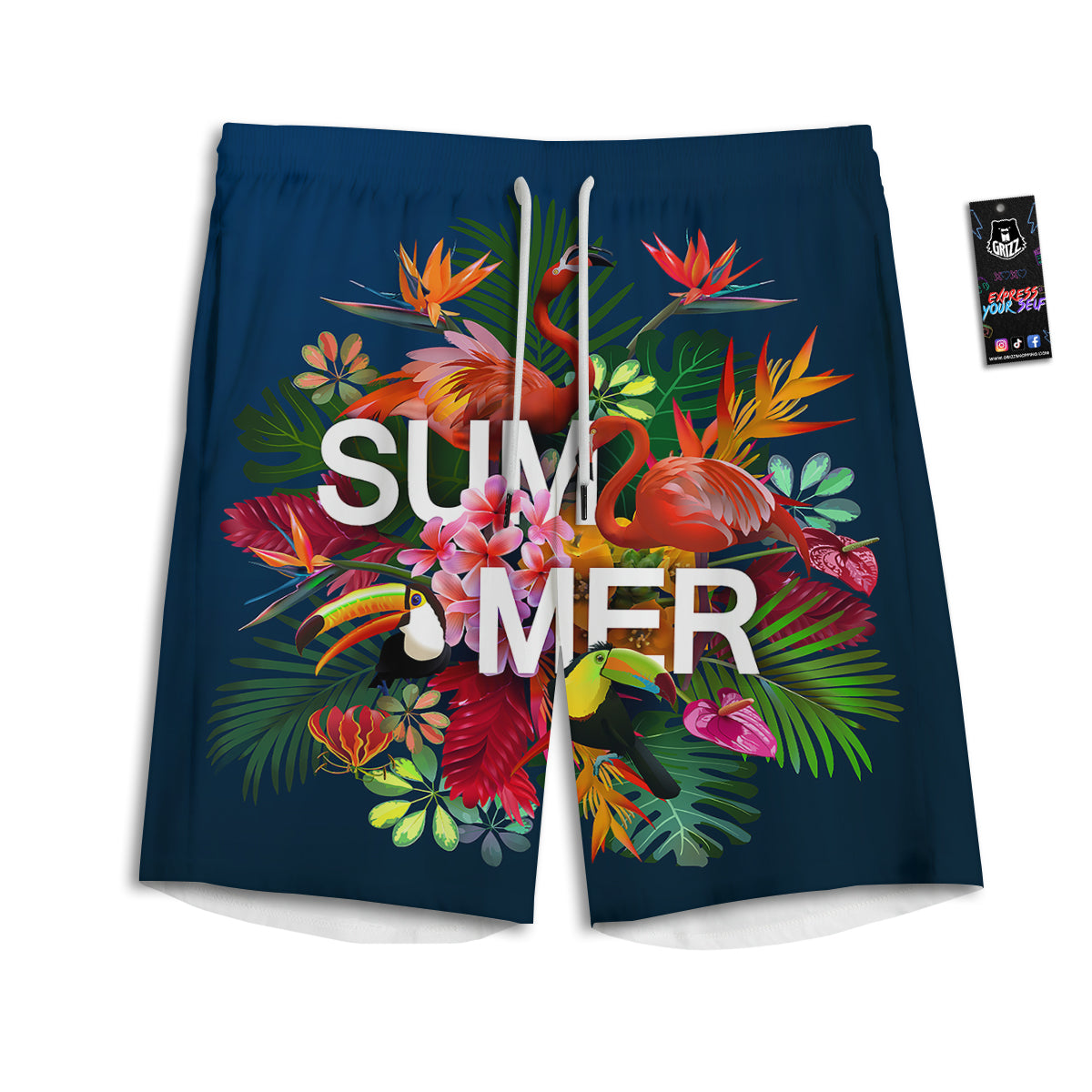Summer Tropical Birds And Flowers For Travel Print Men's Athletic Shorts