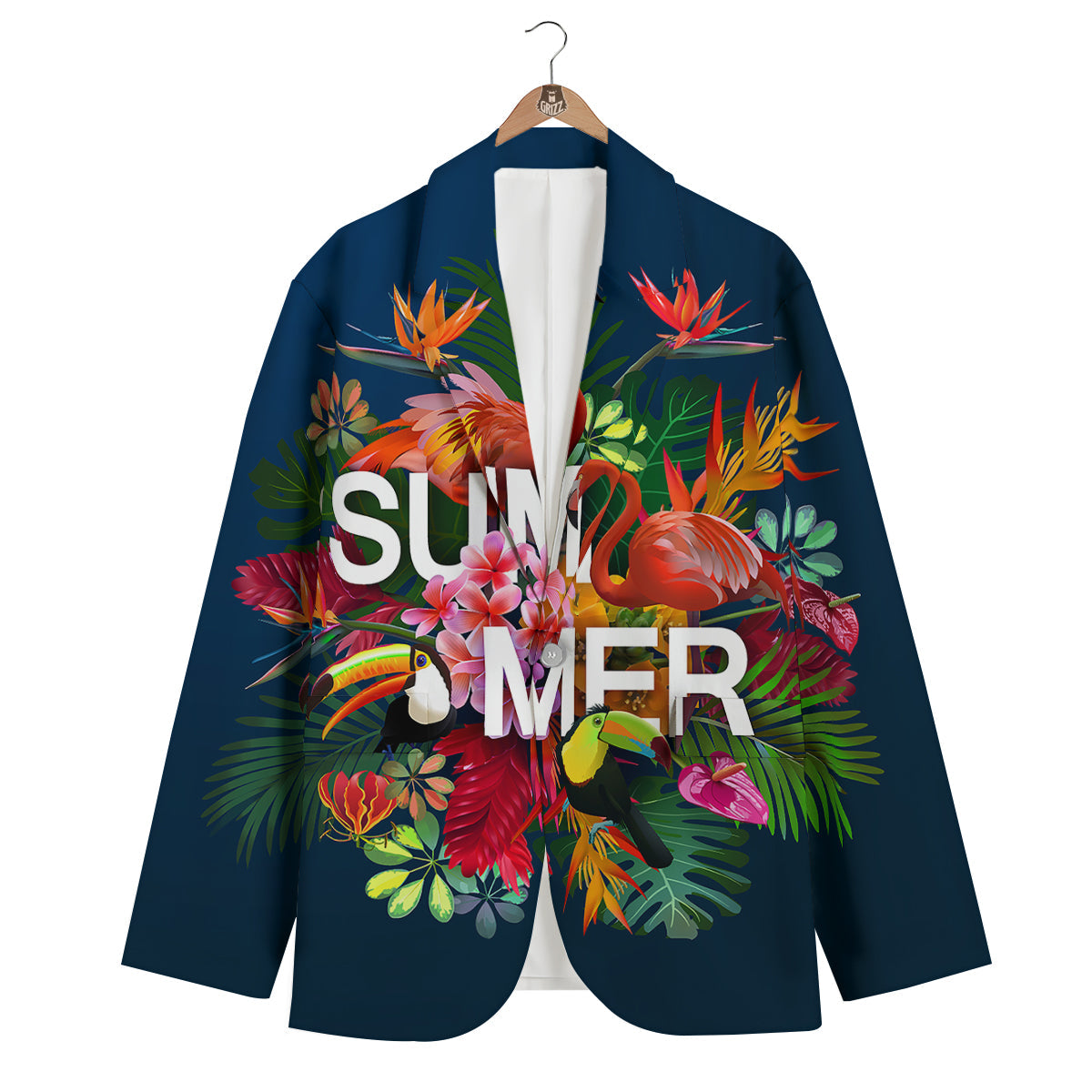 Summer Tropical Birds And Flowers For Travel Print Men's Blazer-grizzshop