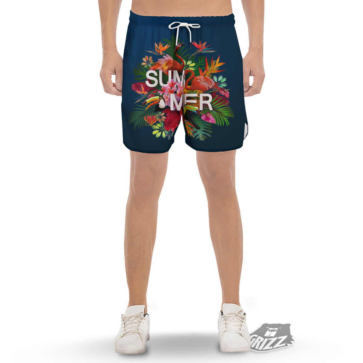 Summer Tropical Birds And Flowers For Travel Print Men's Gym Shorts-grizzshop