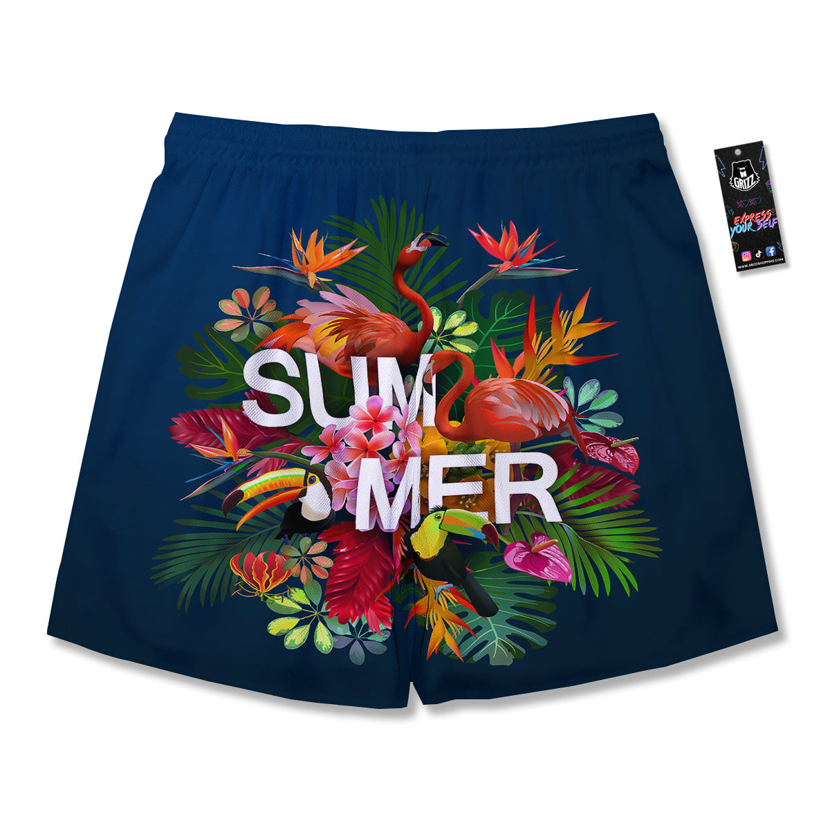 Summer Tropical Birds And Flowers For Travel Print Men's Running Shorts-grizzshop