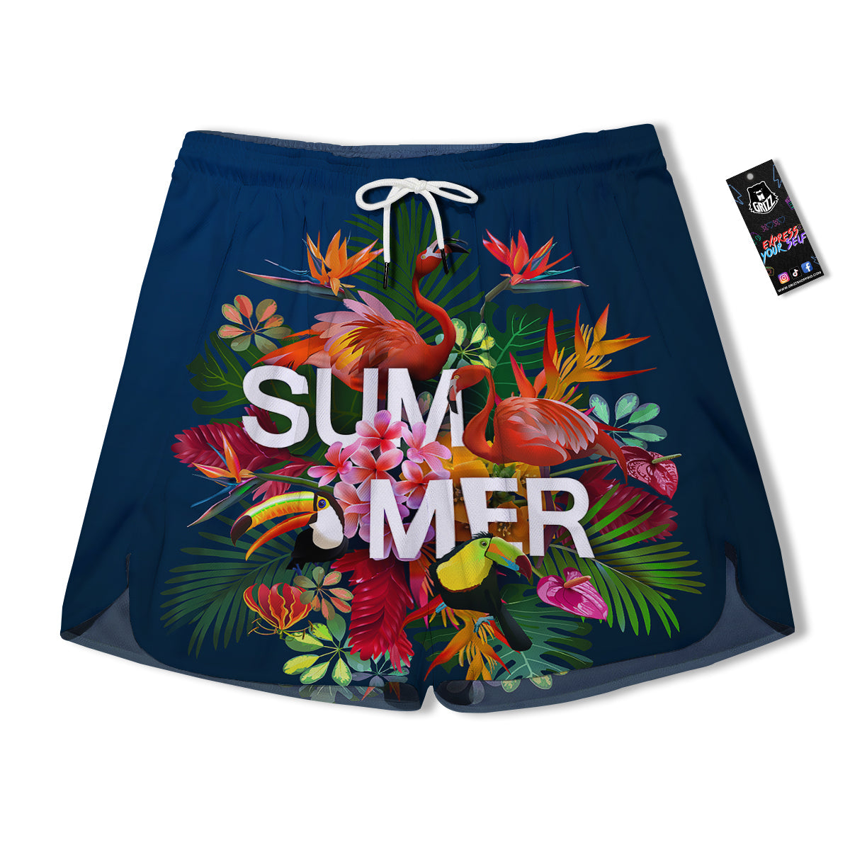 Summer Tropical Birds And Flowers For Travel Print Men's Running Shorts-grizzshop