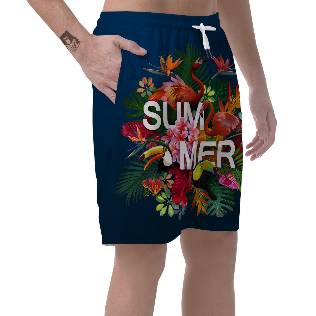 Summer Tropical Birds And Flowers For Travel Print Men's Shorts-grizzshop