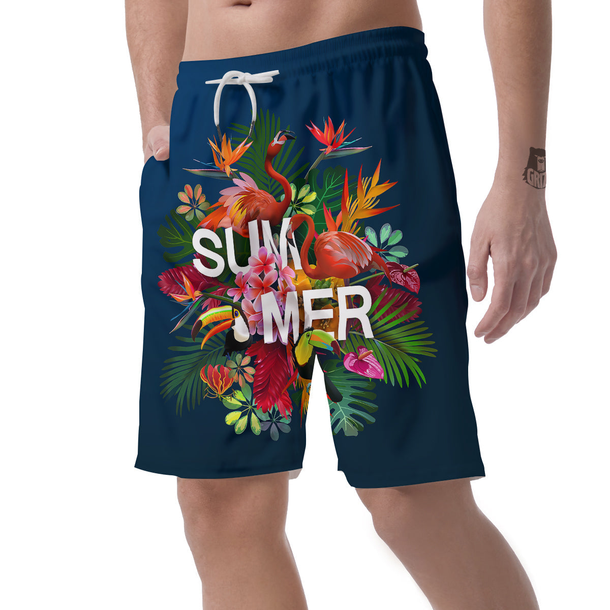 Summer Tropical Birds And Flowers For Travel Print Men's Shorts-grizzshop
