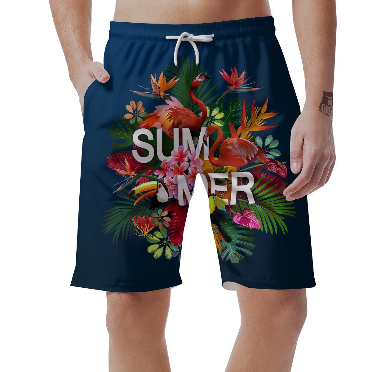 Summer Tropical Birds And Flowers For Travel Print Men's Shorts-grizzshop