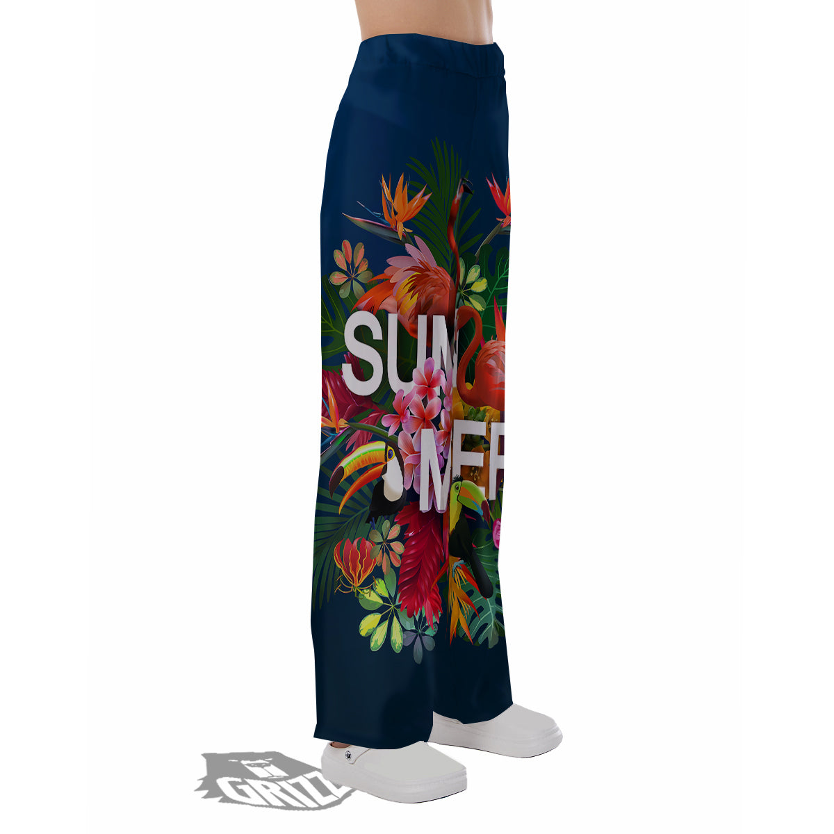 Summer Tropical Birds And Flowers For Travel Print Pajama Pants-grizzshop