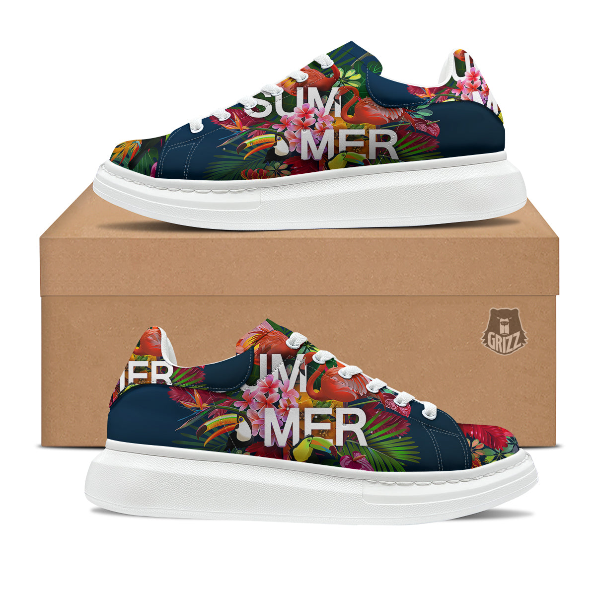 Summer Tropical Birds And Flowers For Travel Print Platform Shoes-grizzshop